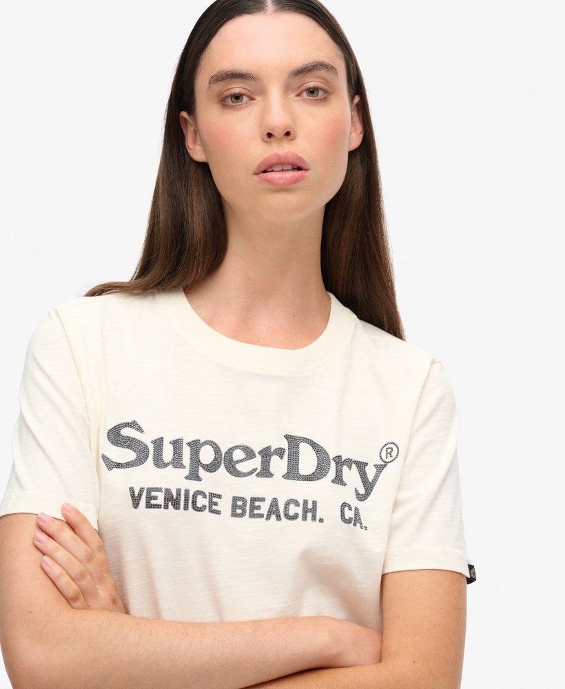 metallic venue relaxed t-shirt in crèmekleurige slubstof