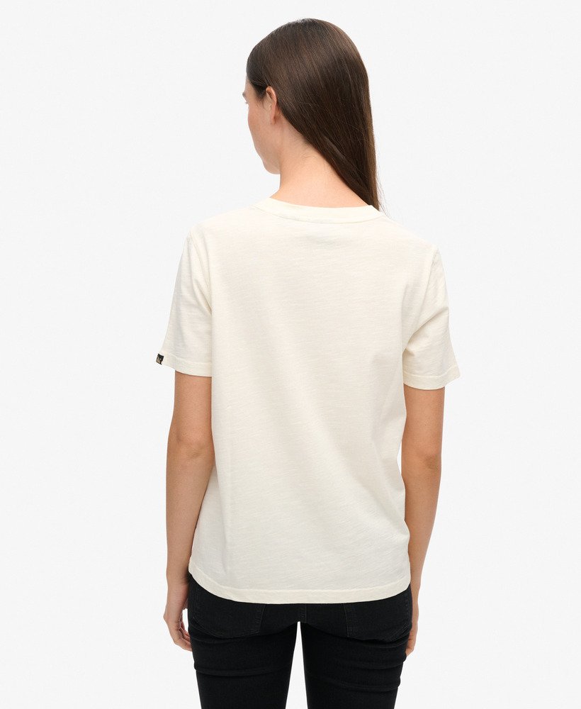 metallic venue relaxed t-shirt in crèmekleurige slubstof