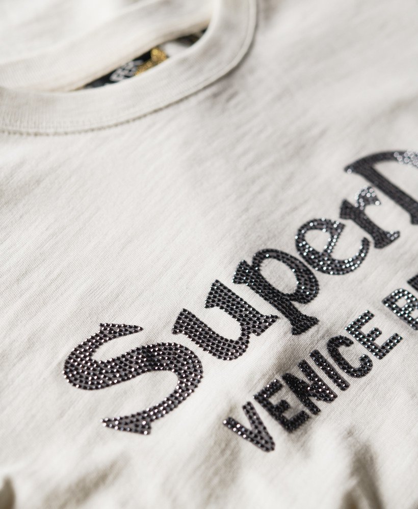 metallic venue relaxed t-shirt in crèmekleurige slubstof