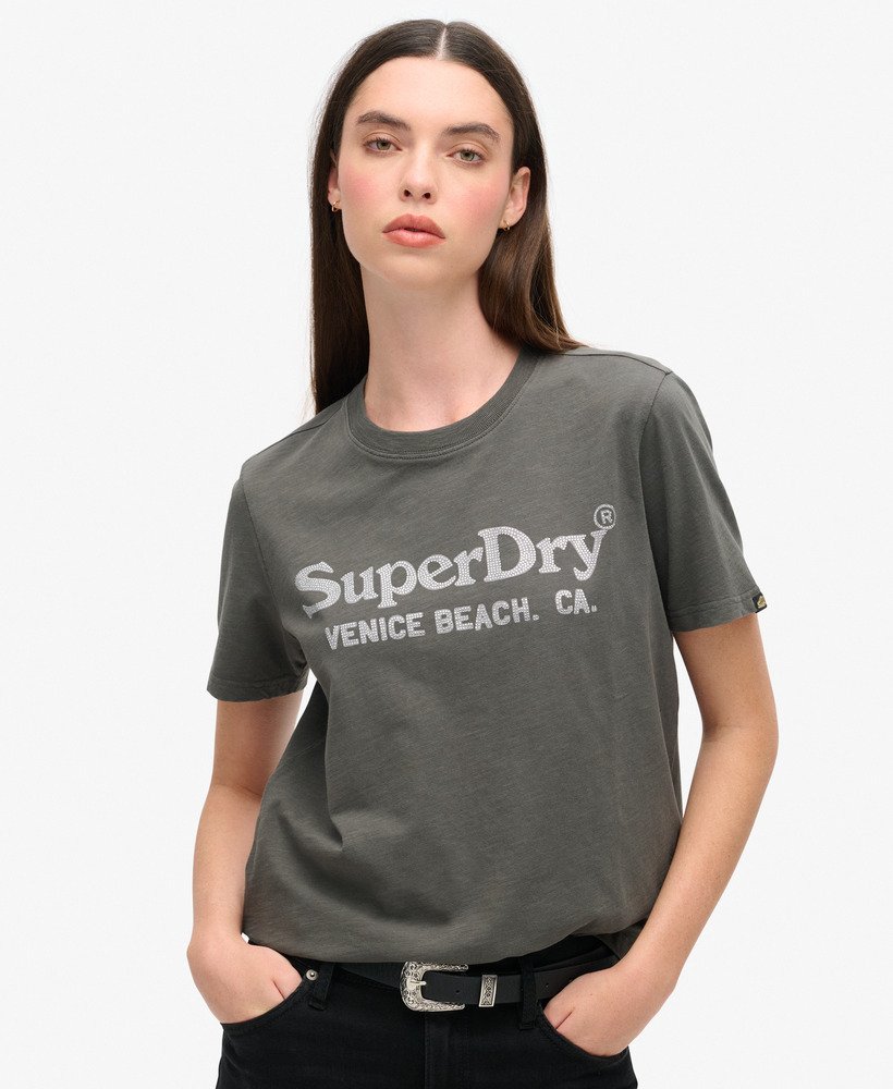metallic venue relaxed t-shirt in vintage black slub