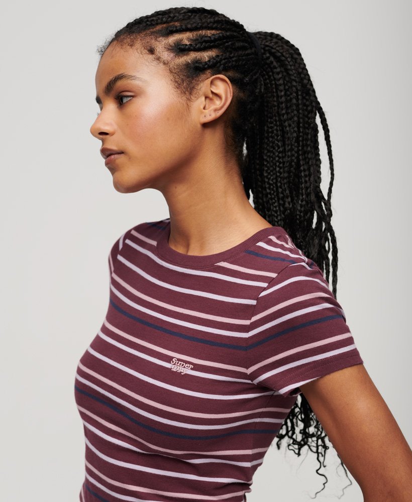 vintage gestreept crop t-shirt in port-streep