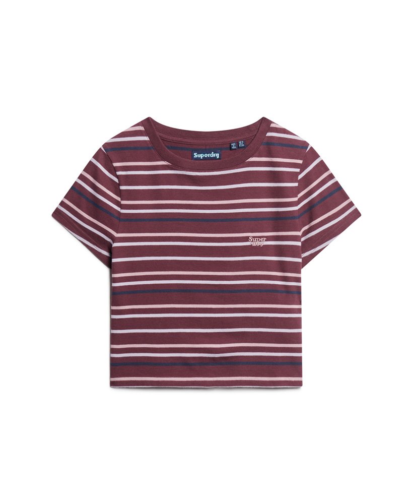 vintage gestreept crop t-shirt in port-streep