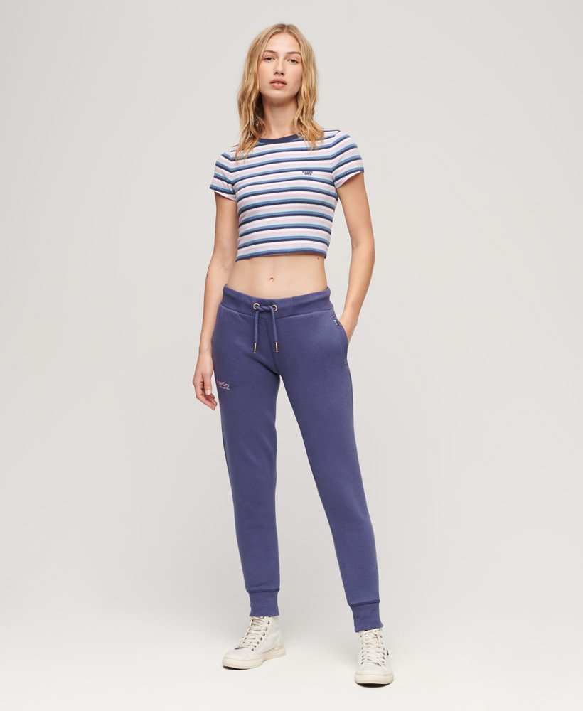 vintage gestreept crop t-shirt in hyper lavendelkleurige strepen