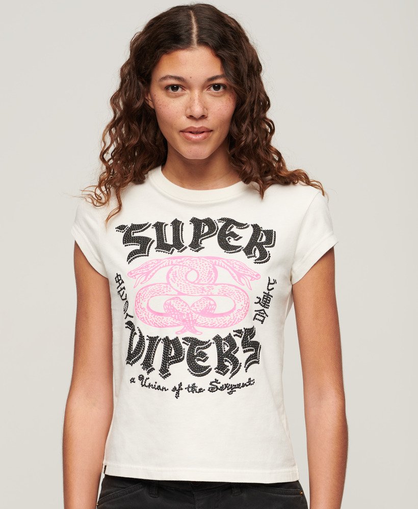 versierd poster t-shirt met korte mouwen in ecru