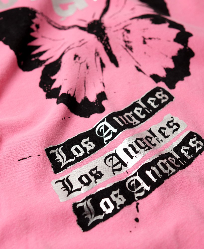 lo-fi rock graphic t-shirt in aurora pink