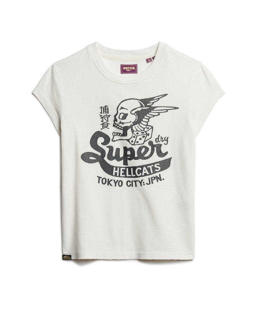 retro rock t-shirt met korte mouwen in ecru slub