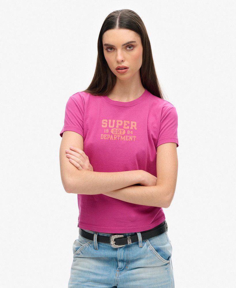 super athletics getailleerd t-shirt in baton rouge-paars