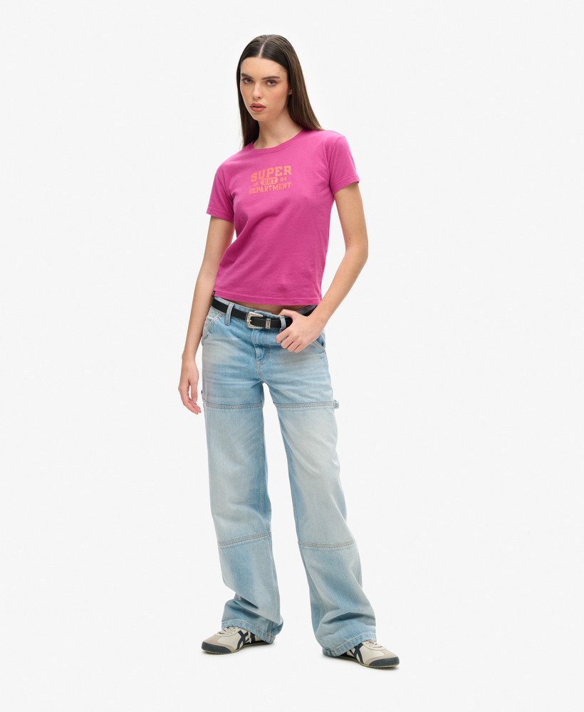 super athletics getailleerd t-shirt in baton rouge-paars