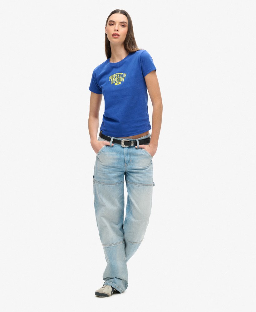 super athletics getailleerd t-shirt in koningsblauw