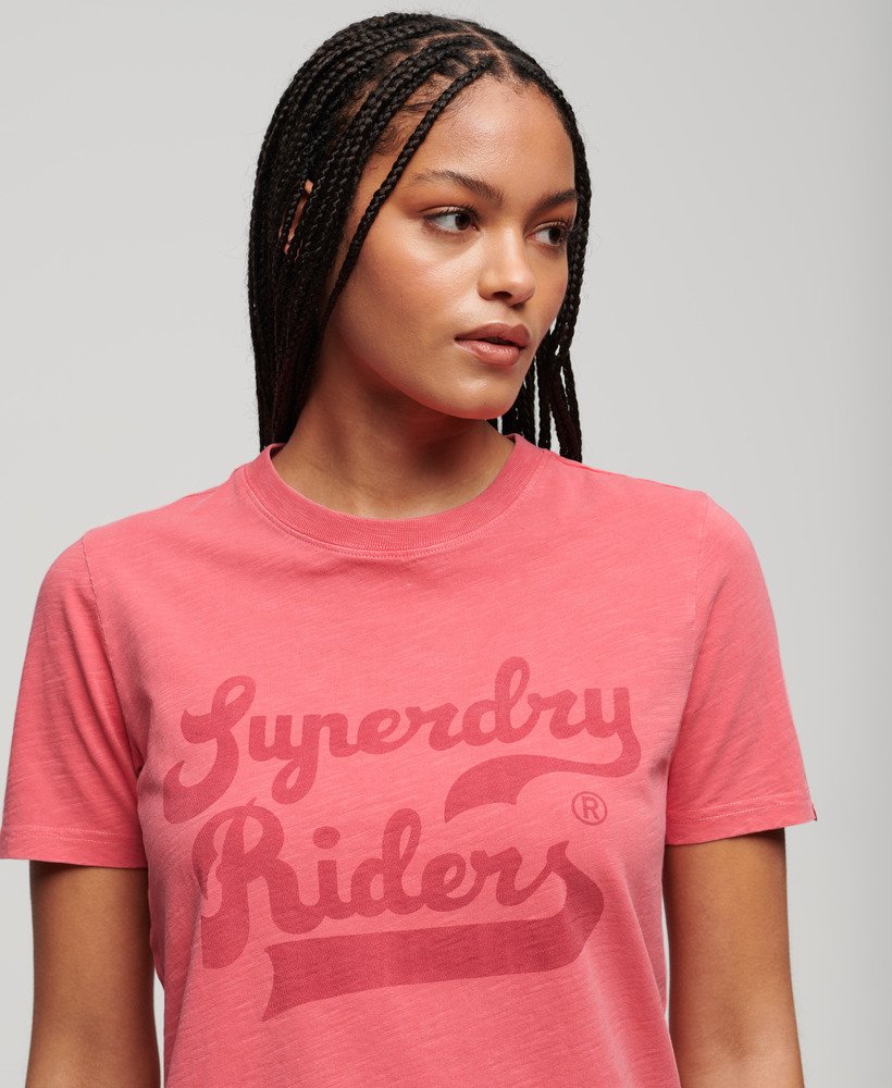 archive kiss print relaxed t-shirt in coral slub