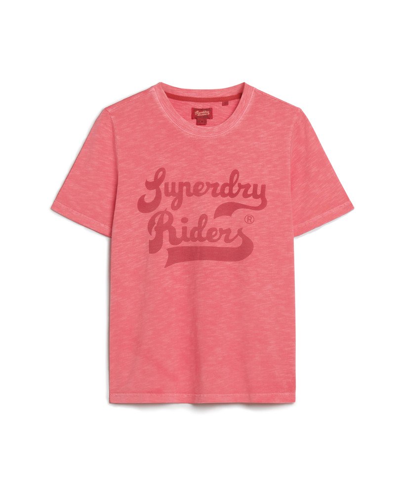 archive kiss print relaxed t-shirt in coral slub