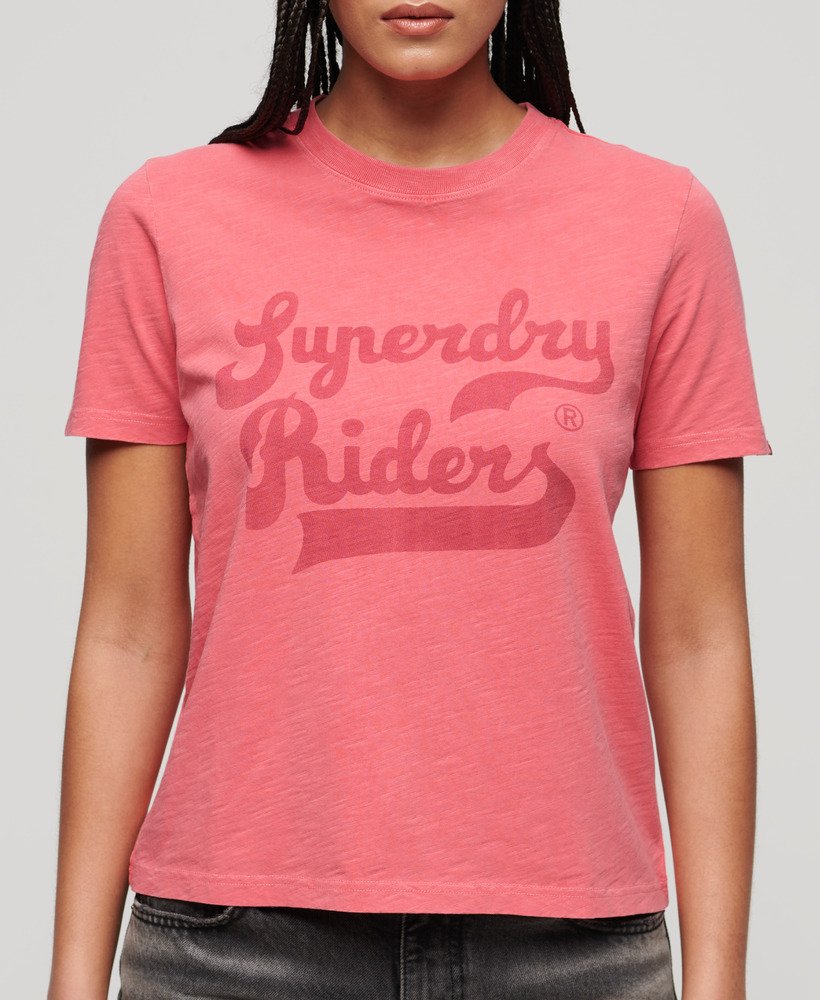archive kiss print relaxed t-shirt in coral slub