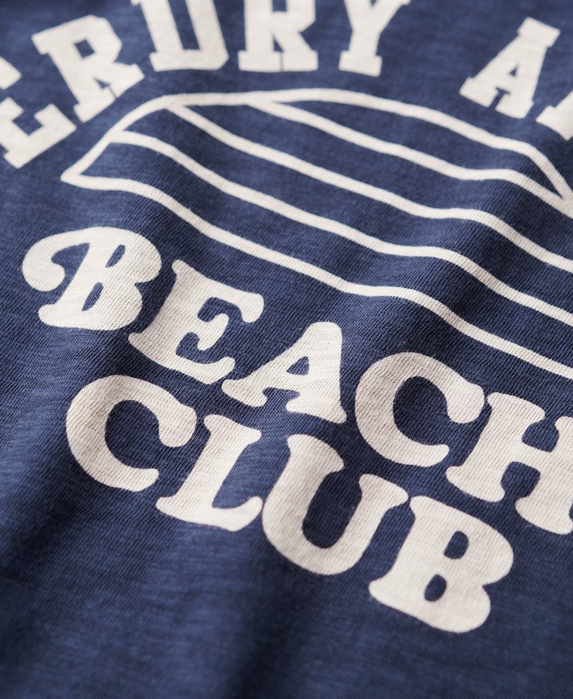 athletic essentials beach graphic ringer t-shirt in richest navy