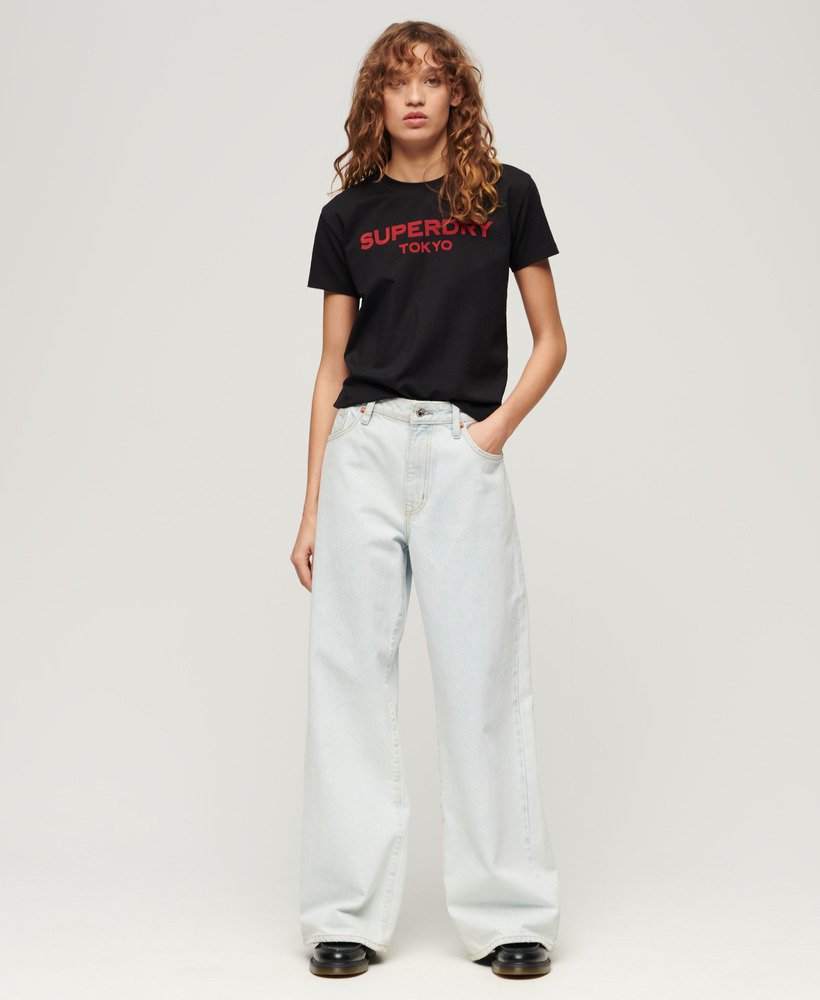 sport luxe graphic t-shirt in zwartrood