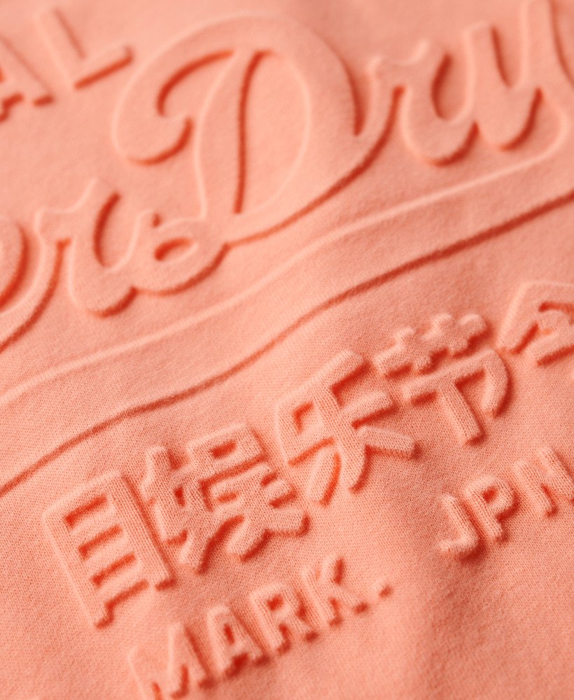relaxed t-shirt met reliëf in papaya punch roze