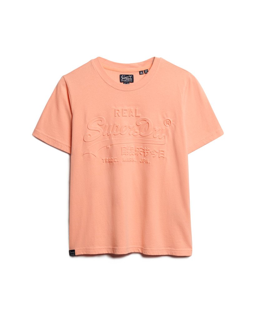 relaxed t-shirt met reliëf in papaya punch roze