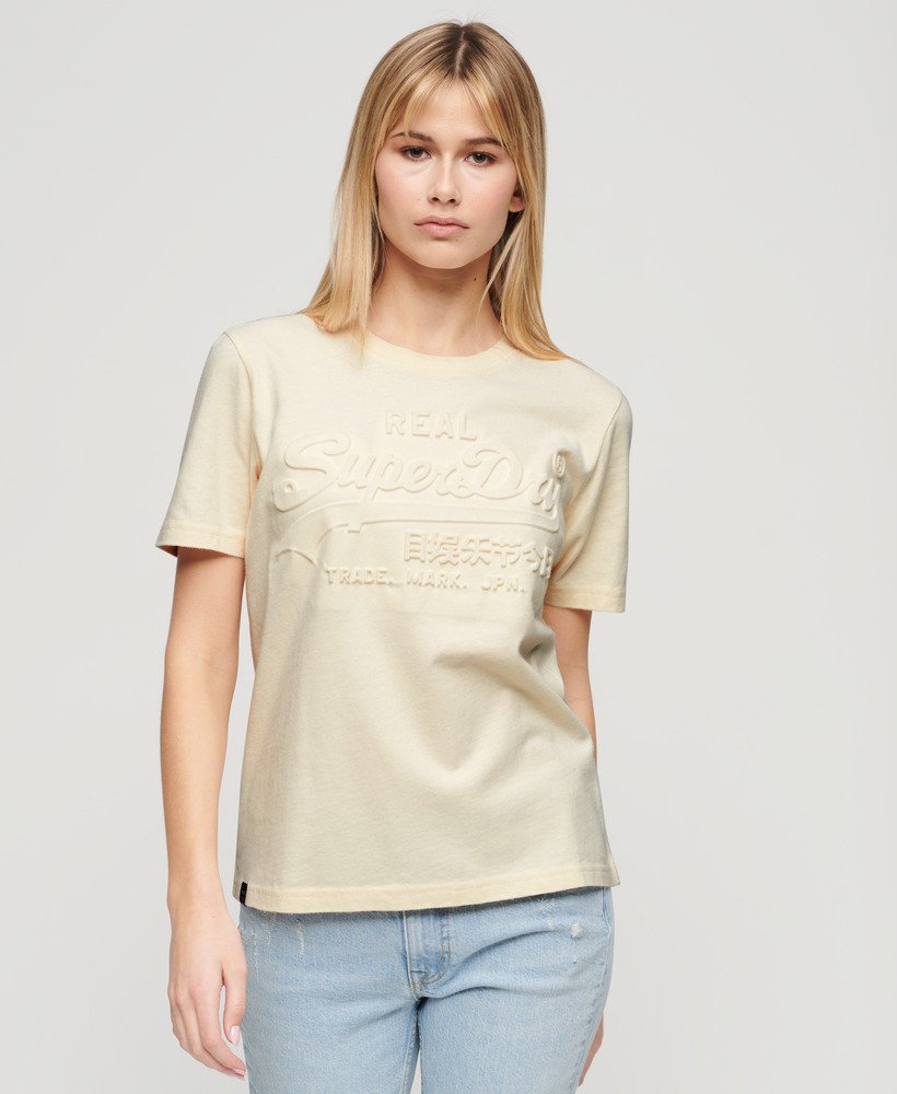 relaxed t-shirt met reliëf in rijstwit