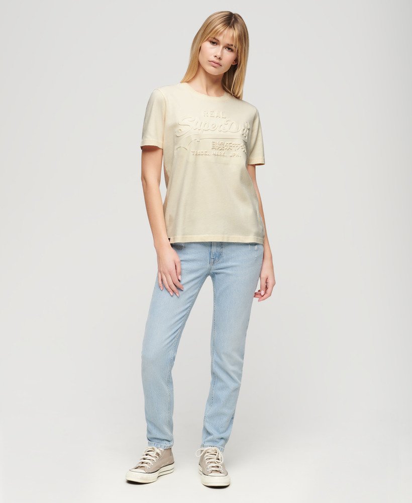 relaxed t-shirt met reliëf in rijstwit