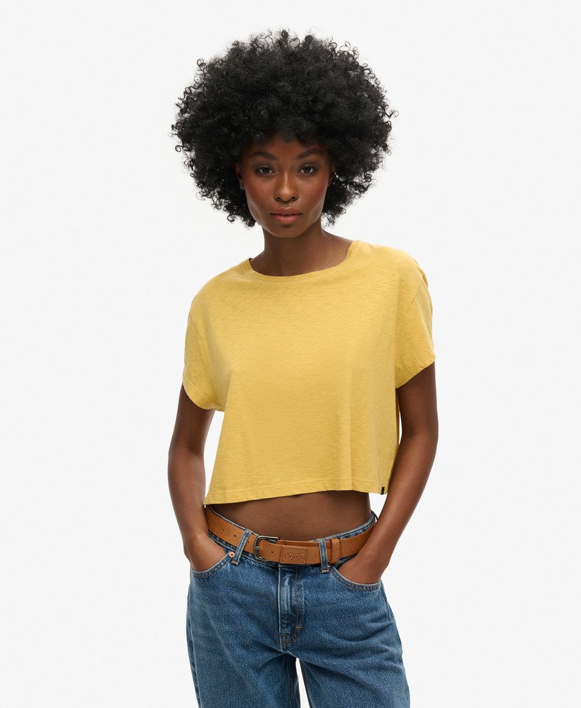 losvallend cropped t-shirt in sauterne geel