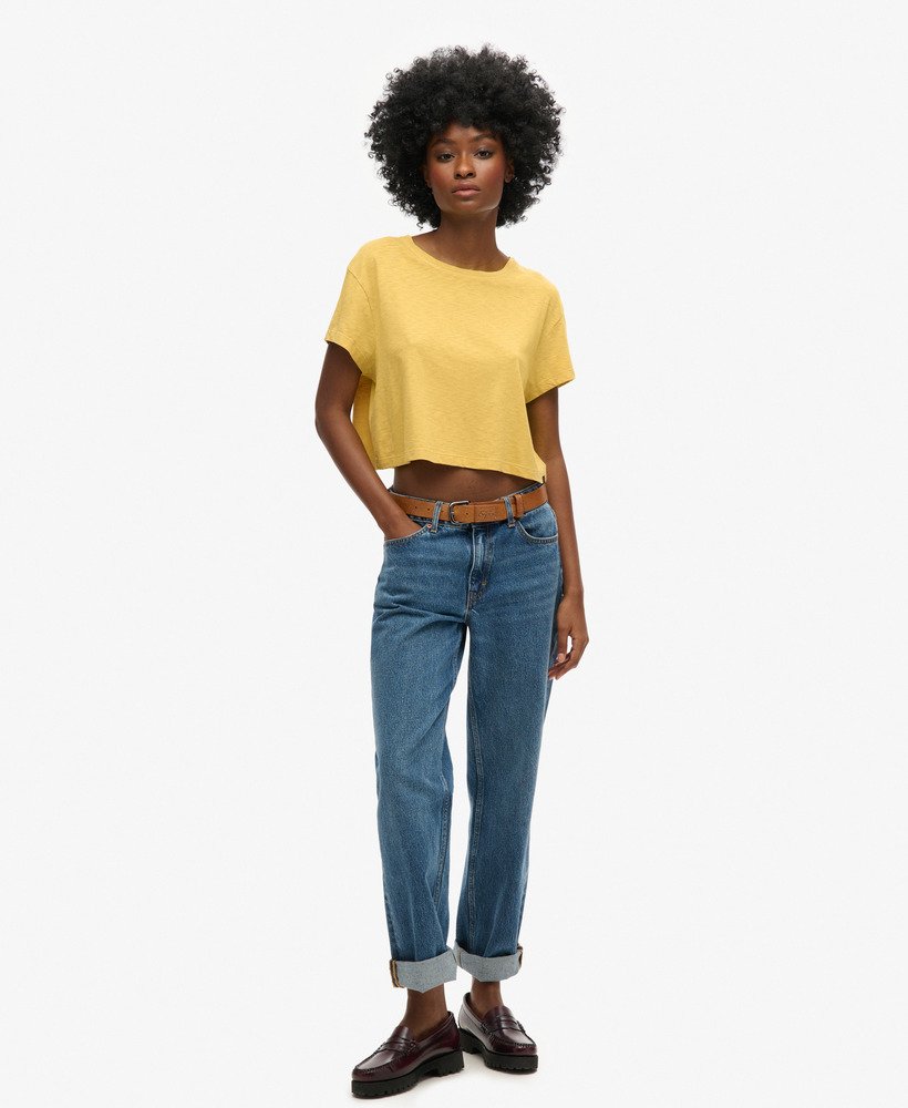losvallend cropped t-shirt in sauterne geel