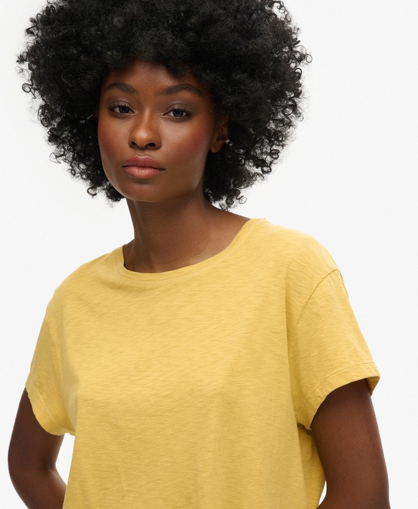 losvallend cropped t-shirt in sauterne geel