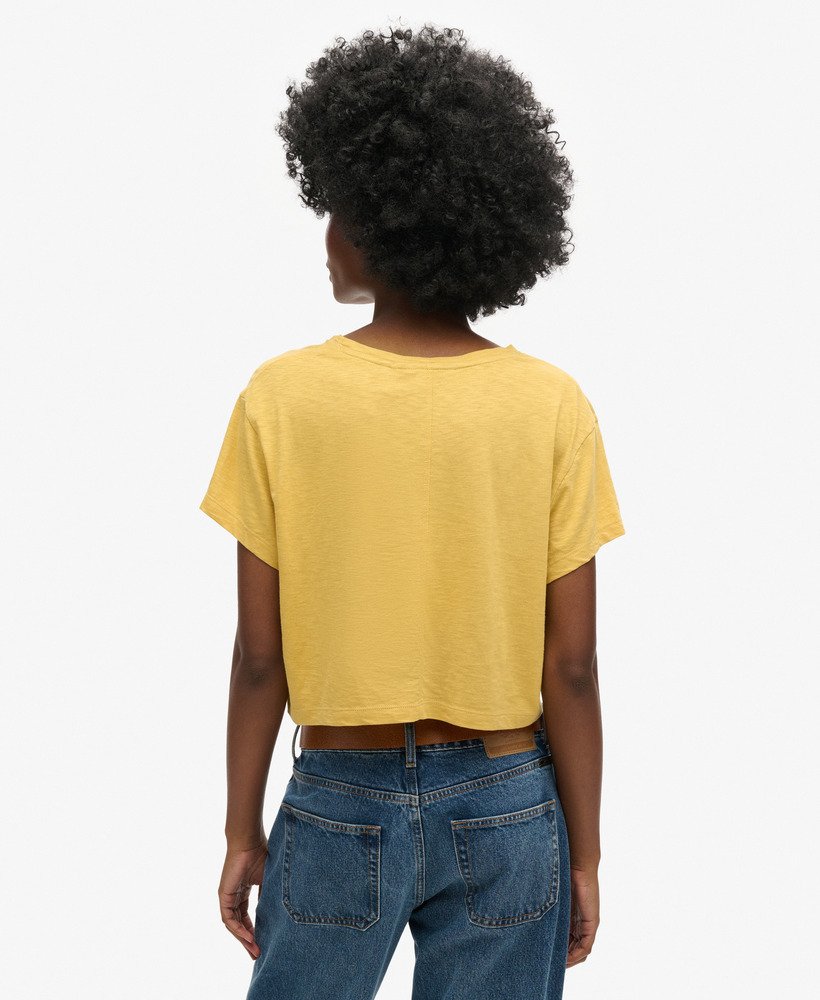 losvallend cropped t-shirt in sauterne geel