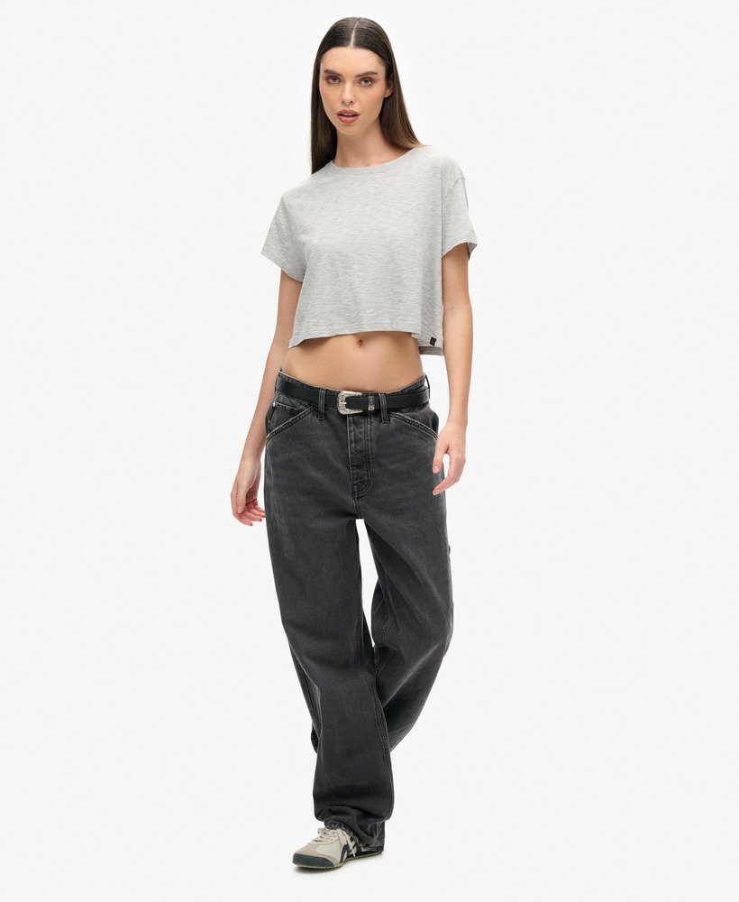 slouchy cropped t-shirt in pepper grey marl