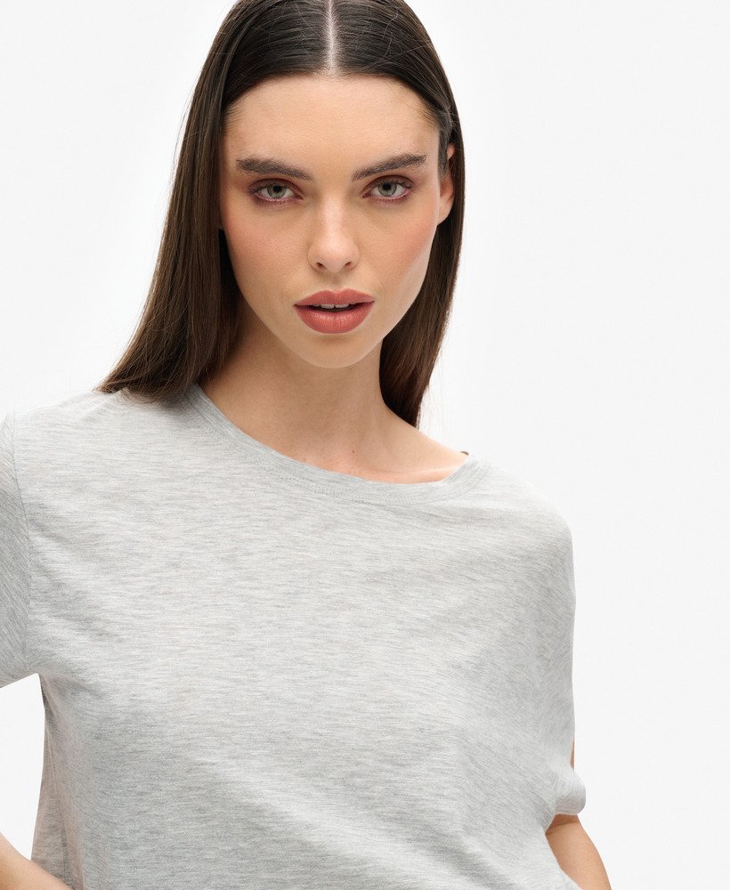 slouchy cropped t-shirt in pepper grey marl