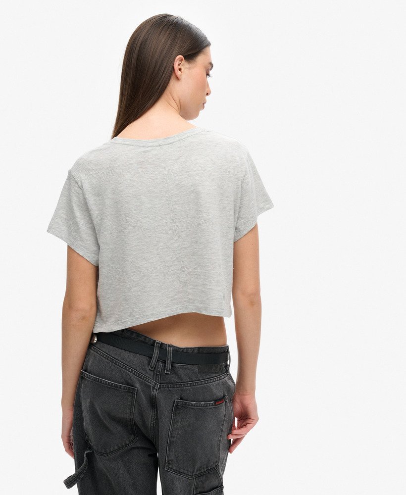 slouchy cropped t-shirt in pepper grey marl