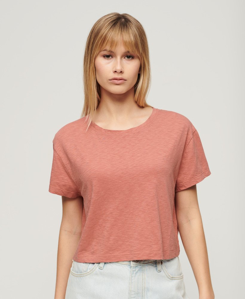 losvallend cropped t-shirt in woestijnzandroze