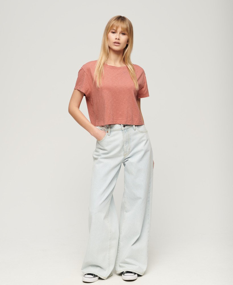 losvallend cropped t-shirt in woestijnzandroze