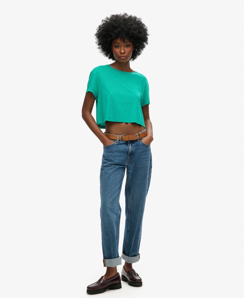 losvallend cropped t-shirt in zomergroen