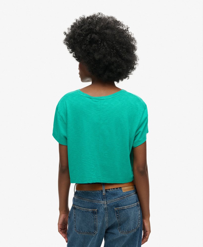 losvallend cropped t-shirt in zomergroen