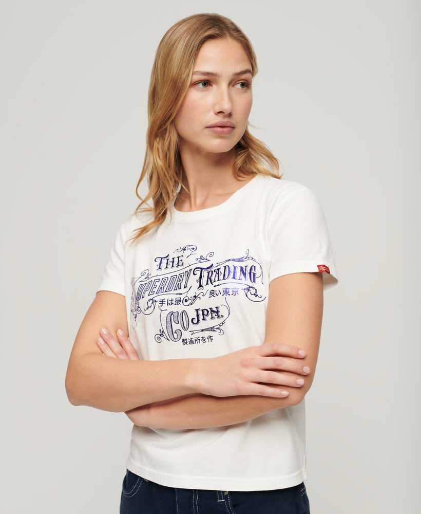 foil workwear getailleerd t-shirt in ecru