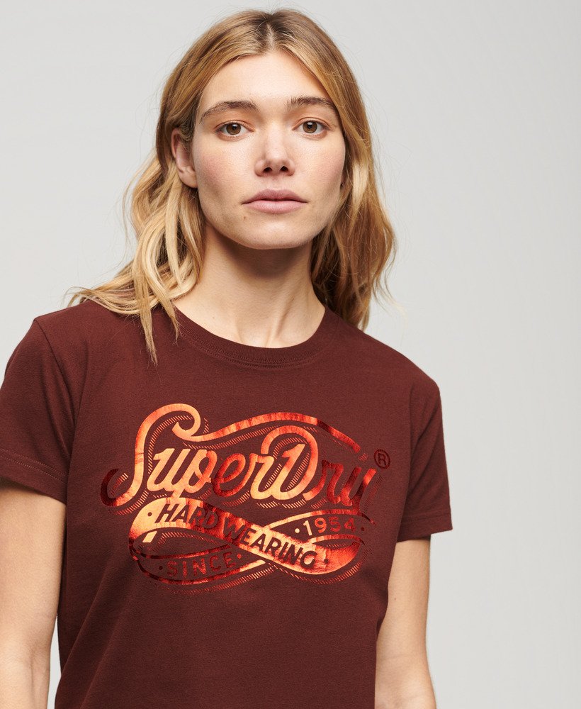 foil workwear getailleerd t-shirt in bitter chocoladebruin