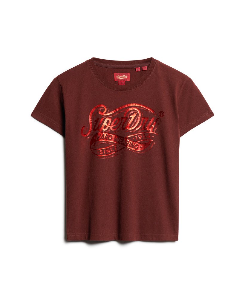 foil workwear getailleerd t-shirt in bitter chocoladebruin