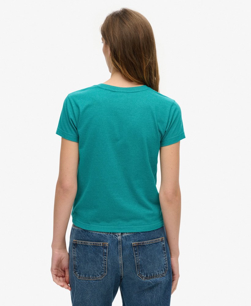 getailleerd t-shirt met puffprint in oceaangroen gemêleerd