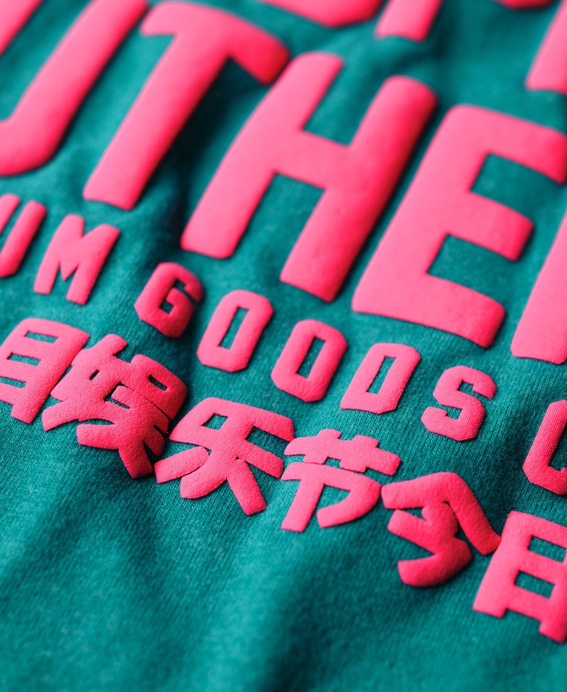 getailleerd t-shirt met puffprint in oceaangroen gemêleerd