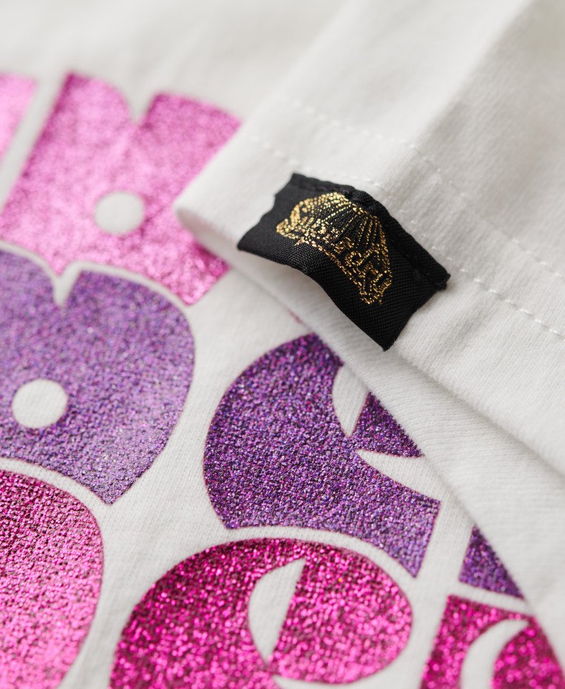 retro glitterlogo t-shirt in ecru