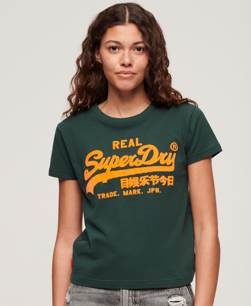 neonkleurig getailleerd t-shirt in emailgroen.