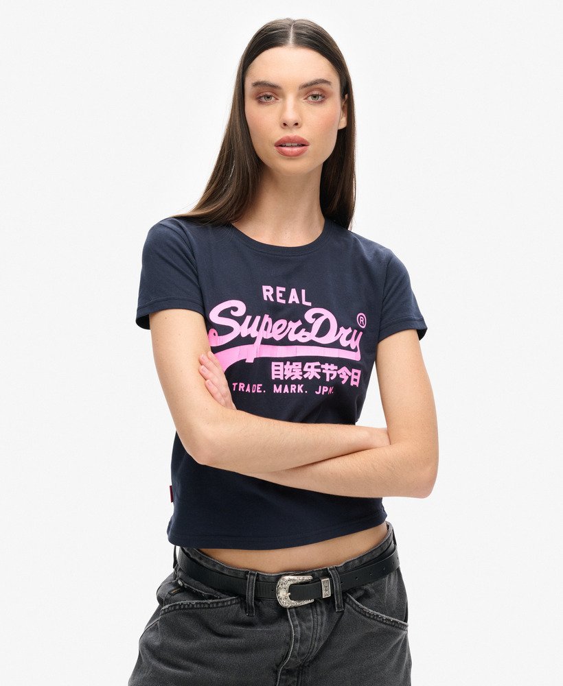 neonkleurig t-shirt met grafische print in eclipse navy