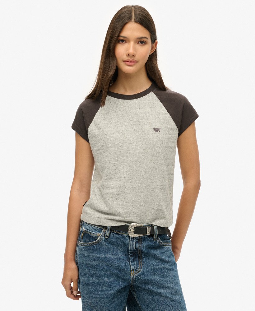 t-shirt met essential logo raglan van biologisch katoen in bison blackathletic grey marl