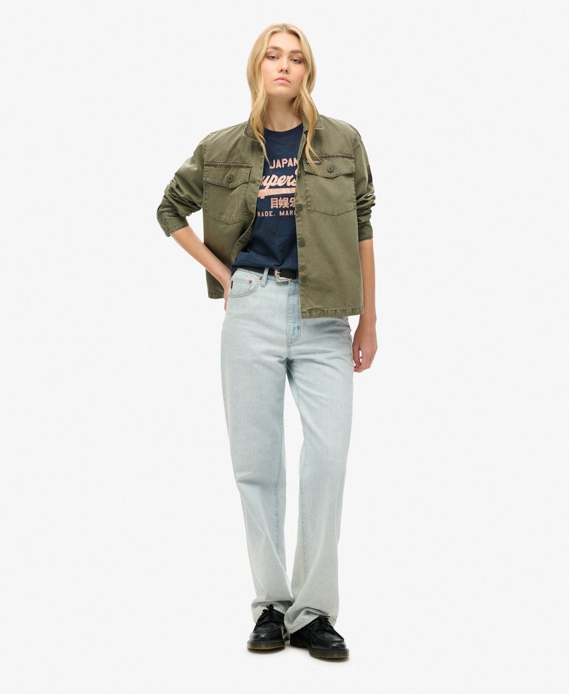 relaxed t-shirt met metallic logo in lauren navy