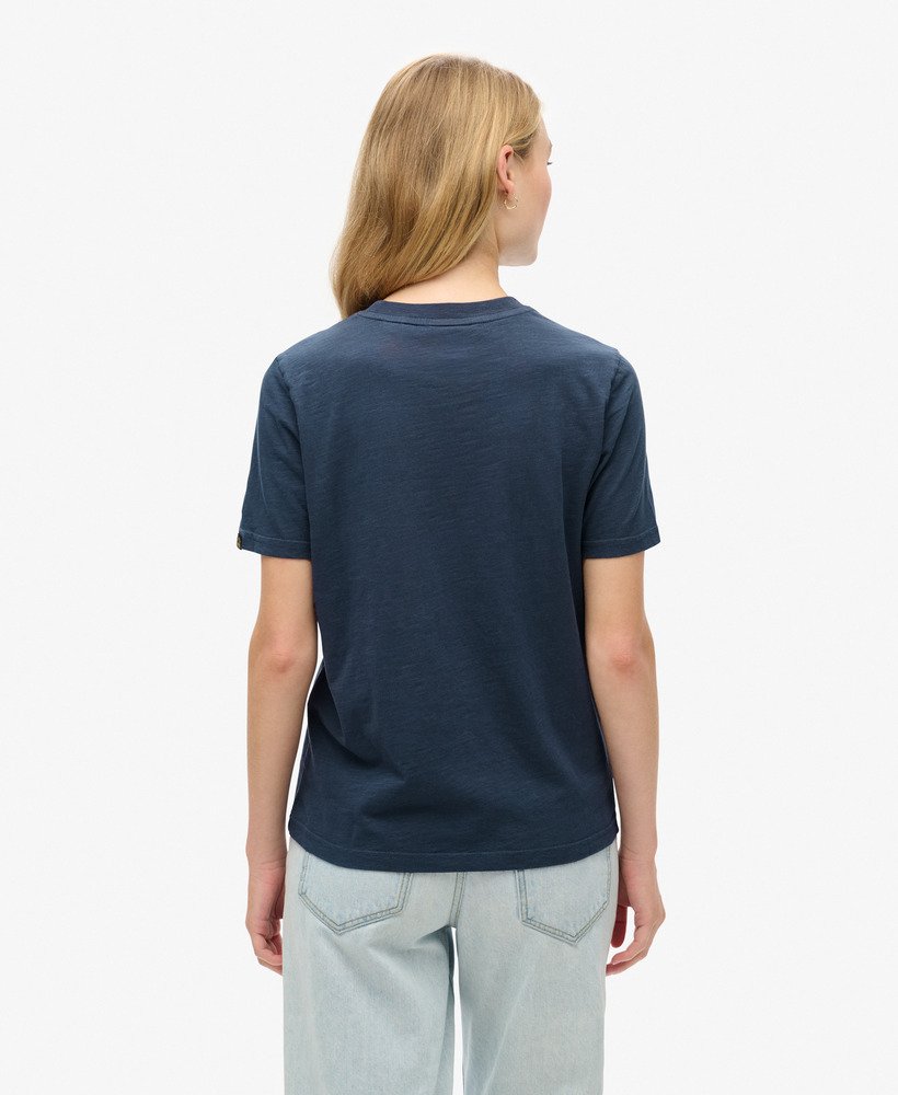 relaxed t-shirt met metallic logo in lauren navy