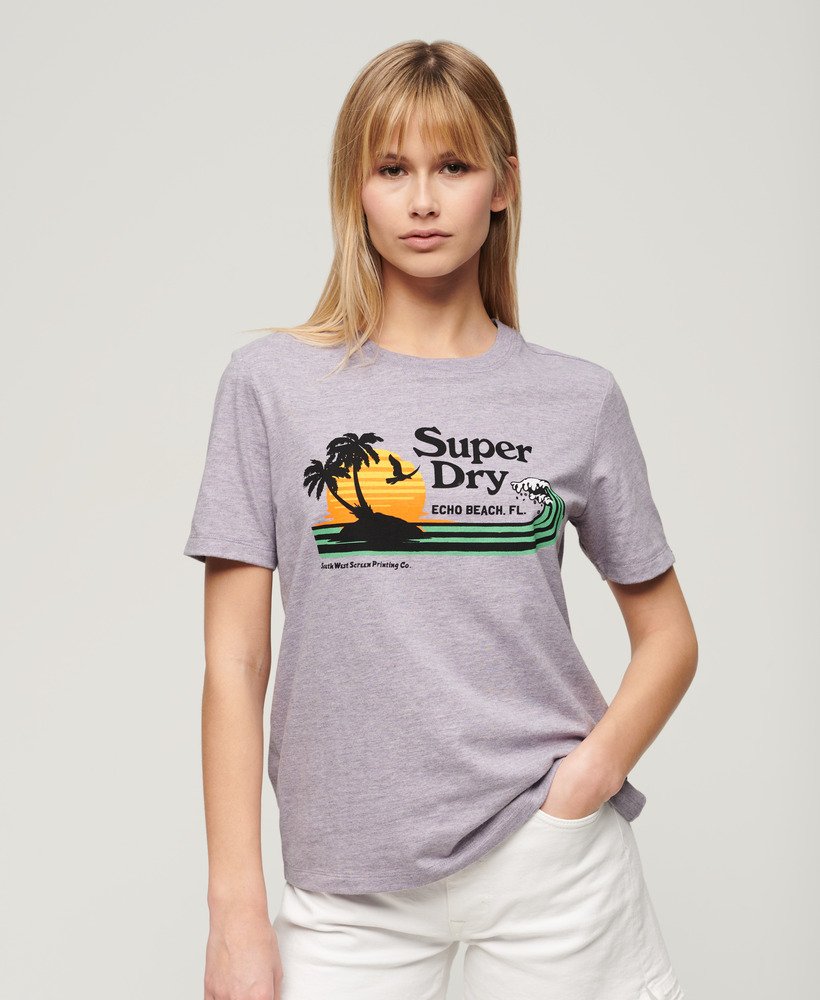 relaxed t-shirt met outdoor strepen in parma violet paars gemêleerd
