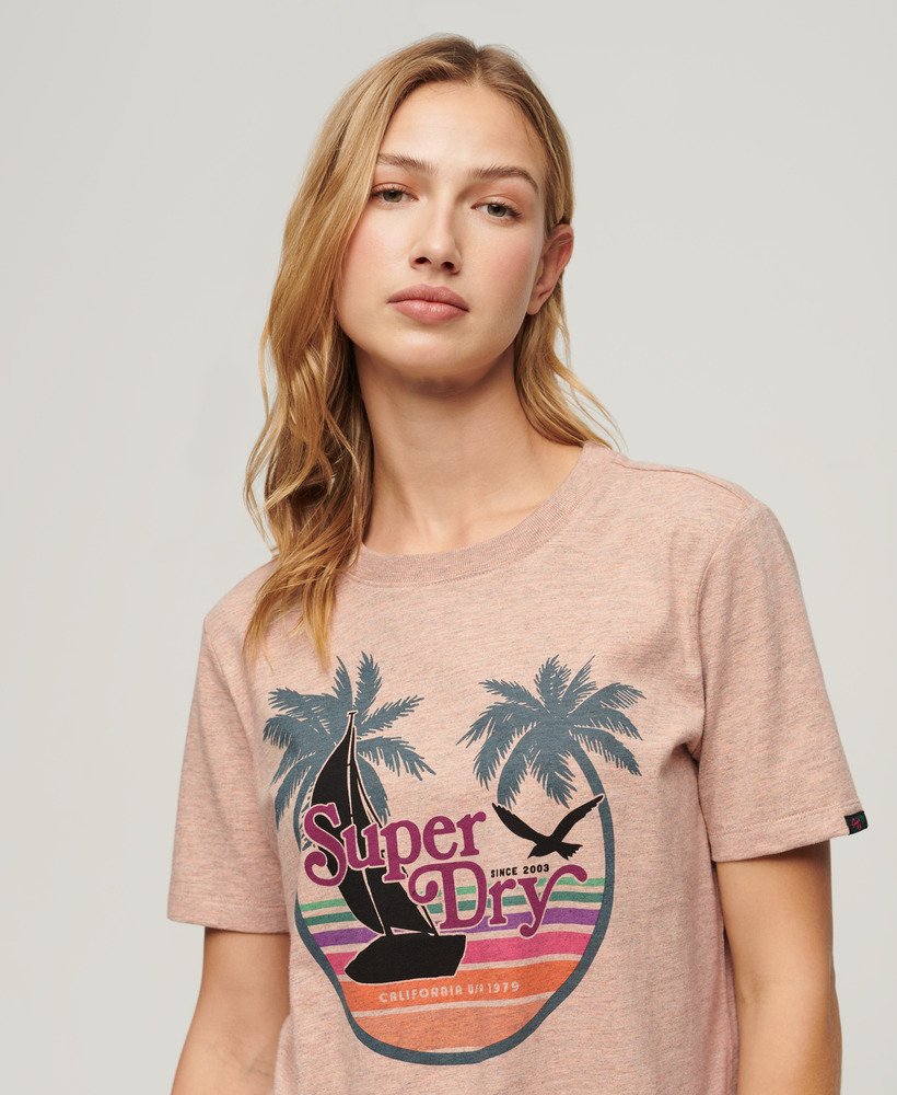 outdoor stripe relaxed t-shirt in orange apricot ice marl