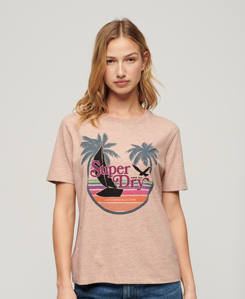 outdoor stripe relaxed t-shirt in orange apricot ice marl