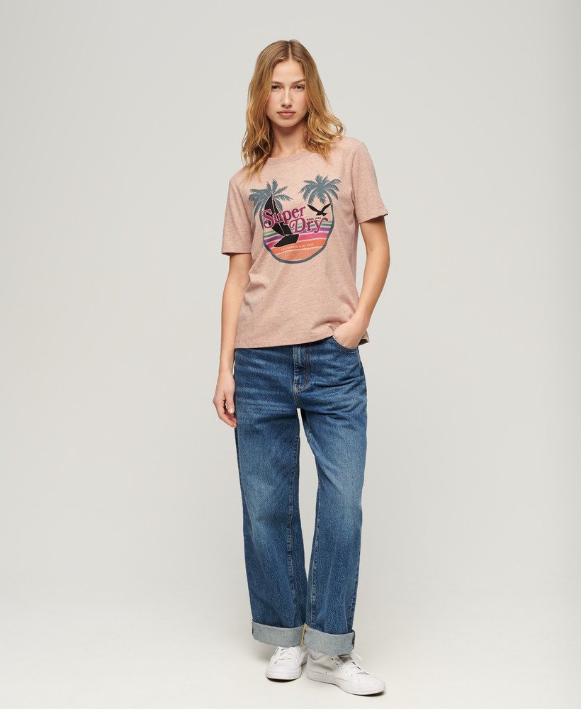outdoor stripe relaxed t-shirt in orange apricot ice marl