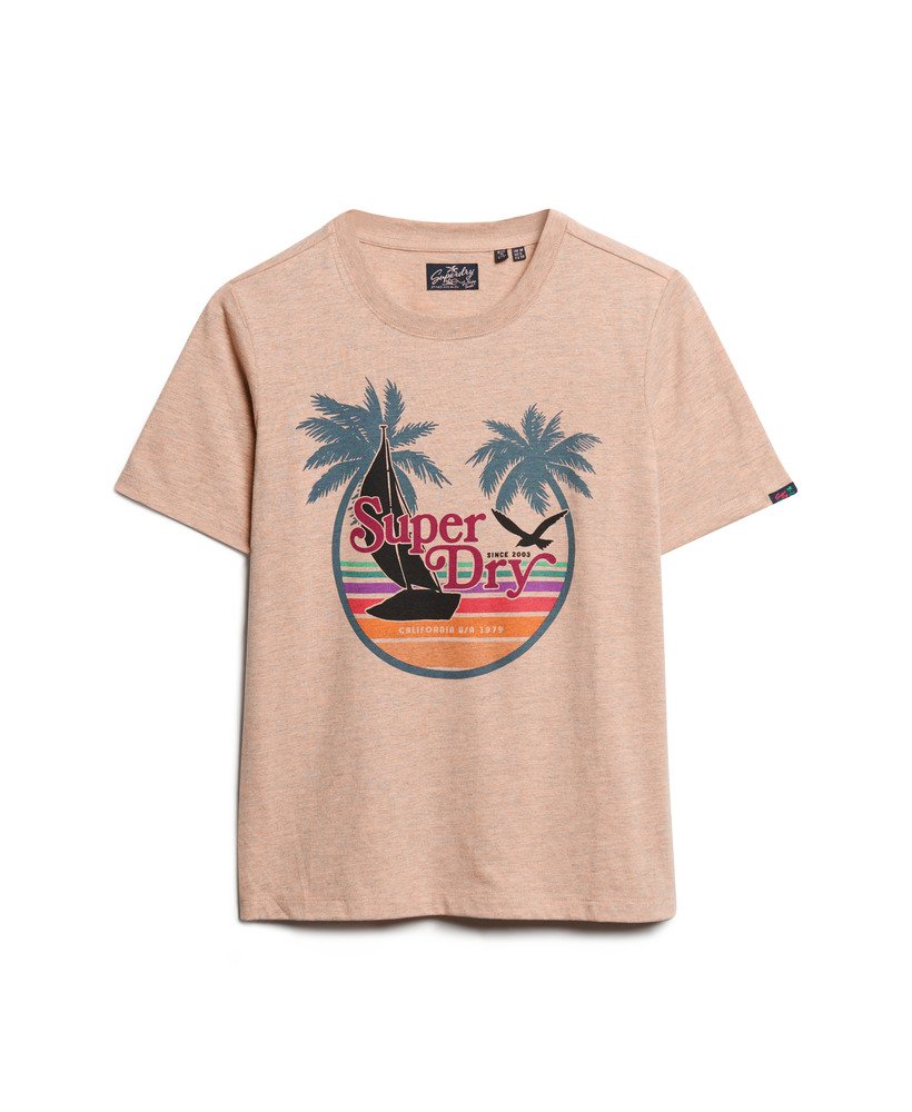 outdoor stripe relaxed t-shirt in orange apricot ice marl