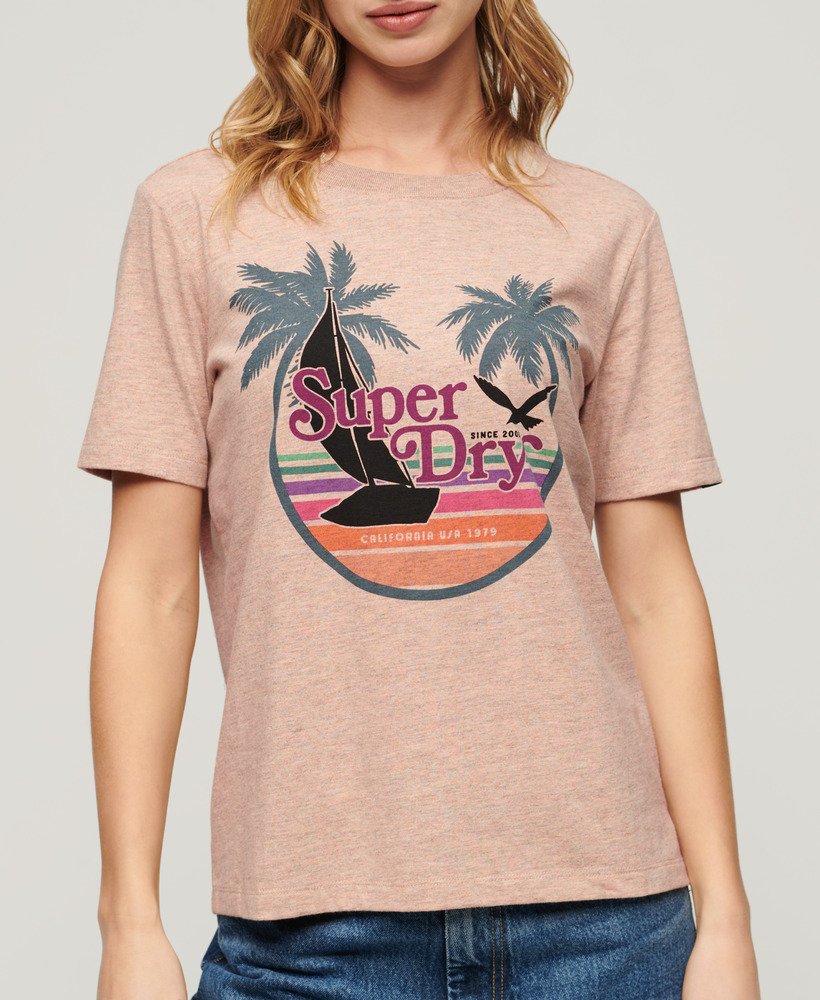 outdoor stripe relaxed t-shirt in orange apricot ice marl